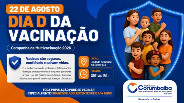 Corumbaíba realiza Dia D da Vacinação neste sábado (22)