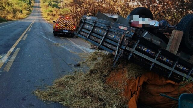 Caminhão tomba na GO-330, no município de Ipameri; ocupantes não ficam feridos