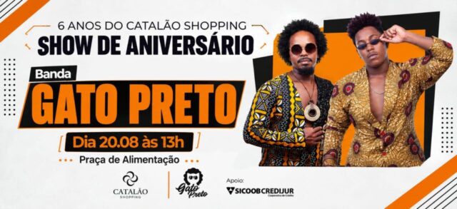 Show com a Banda Gato Preto e Cabine de Fotos gratuita no aniversário do Catalão Shopping