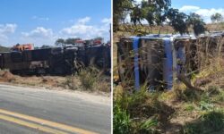 Bebê e mais quatro pessoas morrem em acidente entre caminhão, ônibus e dois carros na GO-010, em Luziânia Bebê e mais quatro pessoas morrem em acidente entre caminhão, ônibus e dois carros na GO-010, em Luziânia