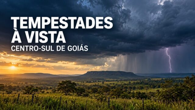 Frente fria pode provocar tempestades e rajadas acima de 50 km/h no Centro-Sul de Goiás
