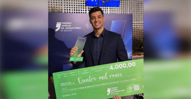 Repórter Matheus Albernaz conquista 2º lugar no Prêmio Sebrae de Jornalismo