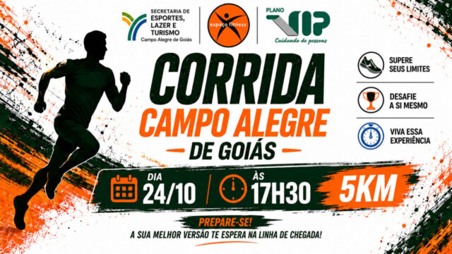 Corrida de 5 km será realizada no dia 24 de outubro em Campo Alegre de Goiás