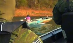 Polícia Ambiental apreende redes e retira cerca de 300 metros de material de pesca do Lago Corumbá, em Corumbaíba