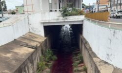 Água turva e com tonalidade avermelhada chama a atenção no Ribeirão Pirapitinga, em Catalão Água turva e com tonalidade avermelhada chama a atenção no Ribeirão Pirapitinga, em Catalão