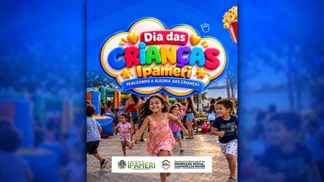 Ipameri terá festa gratuita de Dia das Crianças com brinquedos e atrações na Praça da Liberdade