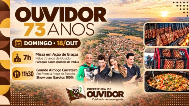 Ouvidor comemora 73 anos com missa, almoço carreteiro e show neste domingo