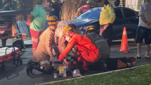 Motociclista fica ferido após perder o controle da moto, bater no meio-fio e cair na Avenida José Marcelino, em Catalão