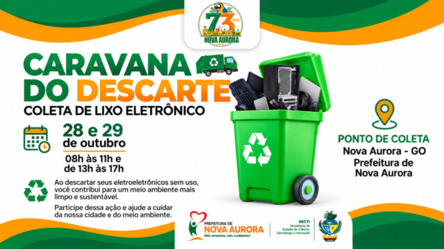 Nova Aurora terá coleta de eletrônicos sem uso nos dias 28 e 29 de outubro