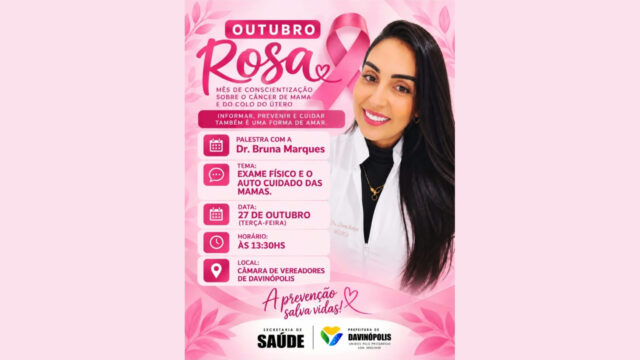 Davinópolis terá palestra sobre cuidados com as mamas nesta terça-feira